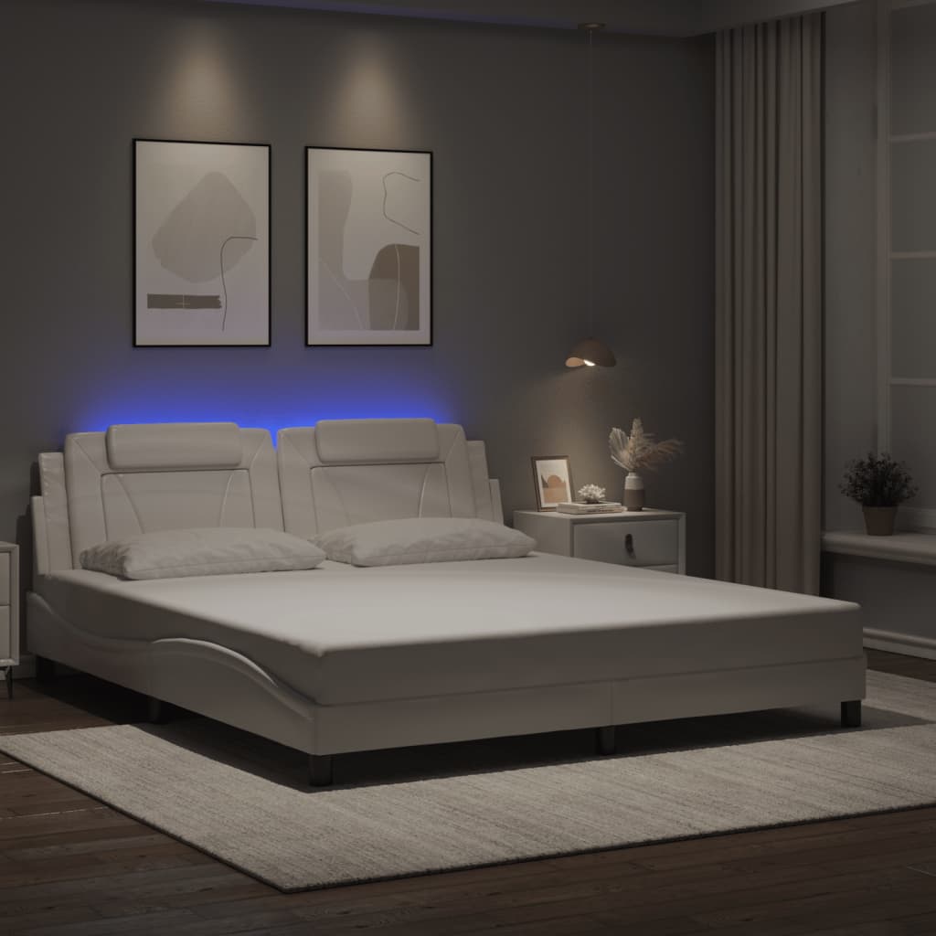 Giroletto Viana con LED senza Materasso-Struttura Letto Bianco 180x200 cm