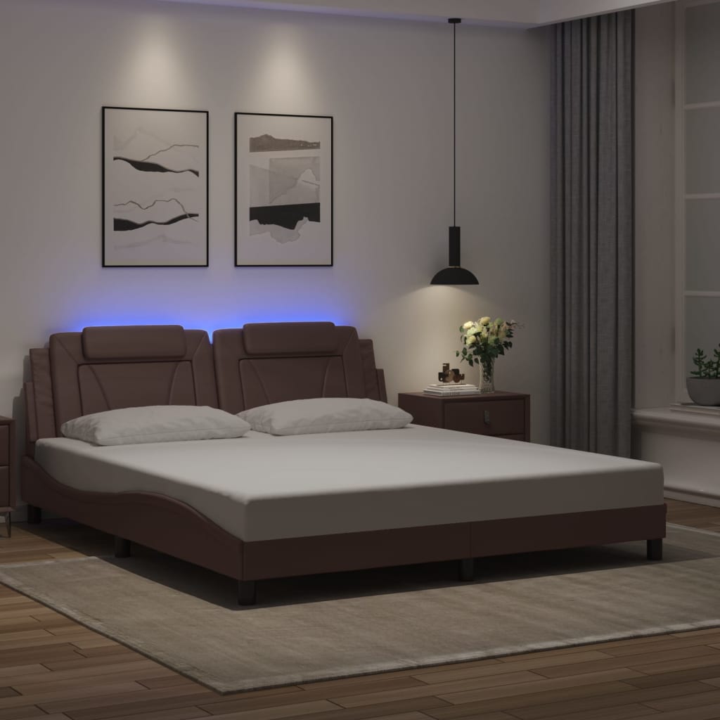Giroletto Viana con LED senza Materasso-Struttura Letto Marrone 180x200 cm