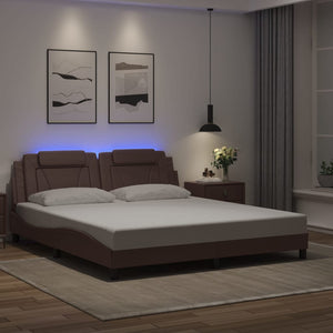 Giroletto Viana con LED senza Materasso-Struttura Letto Marrone 180x200 cm