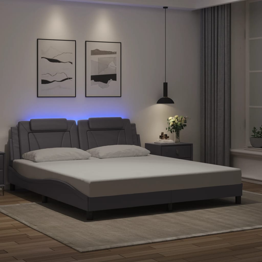 Giroletto Viana con LED senza Materasso-Struttura Letto Grigio 180x200 cm