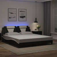 Giroletto Viana con LED senza Materasso Nero e Bianco 180x200 cm 3214041