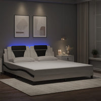 Giroletto Viana con LED senza Materasso-Struttura Letto Bianco e Nero 180x200 cm
