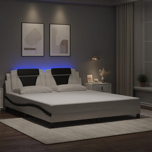 Giroletto Viana con LED senza Materasso-Struttura Letto Bianco e Nero 180x200 cm