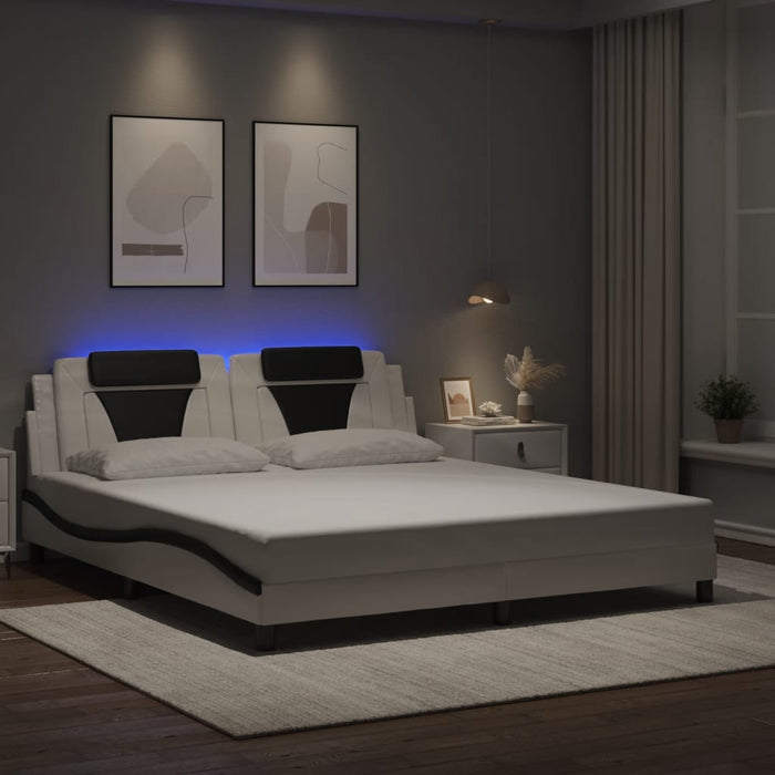 Giroletto Viana con LED senza Materasso-Struttura Letto Bianco e Nero 180x200 cm