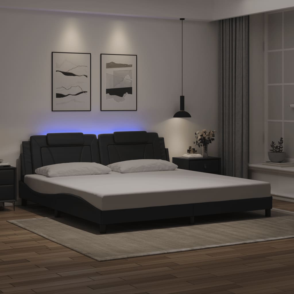 Giroletto Viana con LED senza Materasso-Struttura Letto Nero 200x200 cm