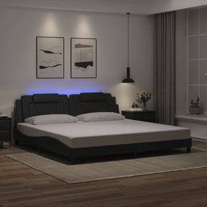 Giroletto Viana con LED senza Materasso-Struttura Letto Nero 200x200 cm