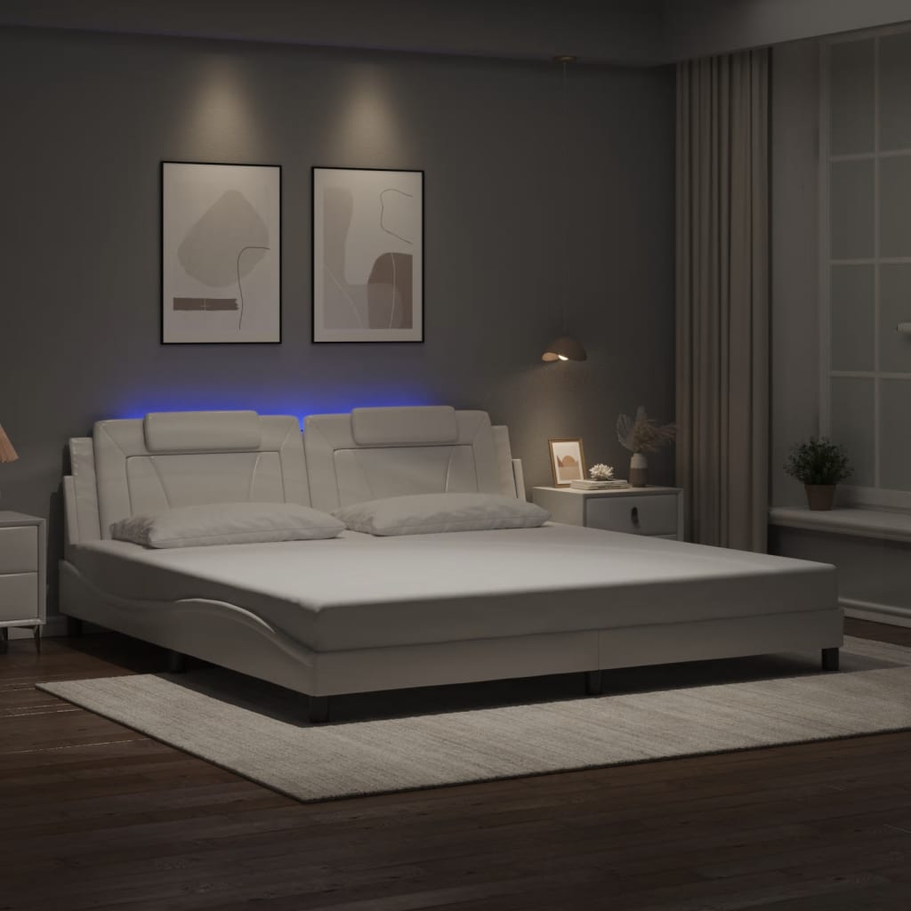 Giroletto Viana con LED senza Materasso-Struttura Letto Bianco 200x200 cm