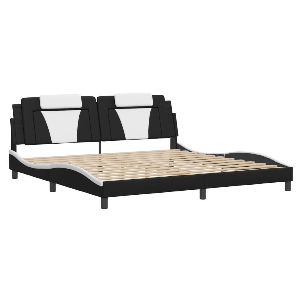 Giroletto Viana con LED senza Materasso-Struttura Letto Nero e Bianco 200x200 cm