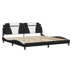 Giroletto Viana con LED senza Materasso-Struttura Letto Nero e Bianco 200x200 cm