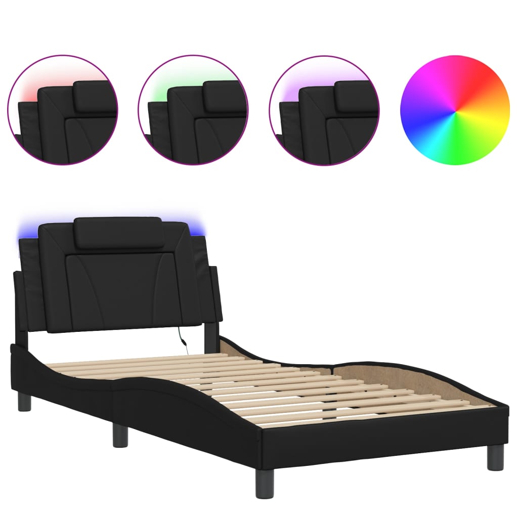 Giroletto Viana con LED senza Materasso Nero 100x203 cm 3214053