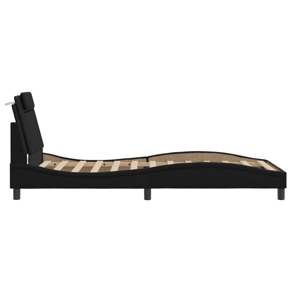 Giroletto Viana con LED senza Materasso Nero 100x203 cm 3214053