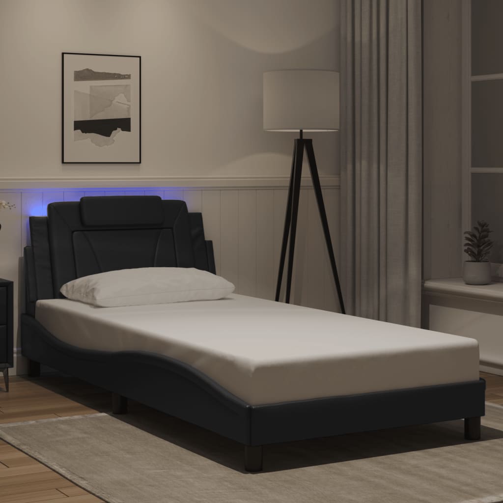 Giroletto Viana con LED senza Materasso Nero 100x203 cm 3214053