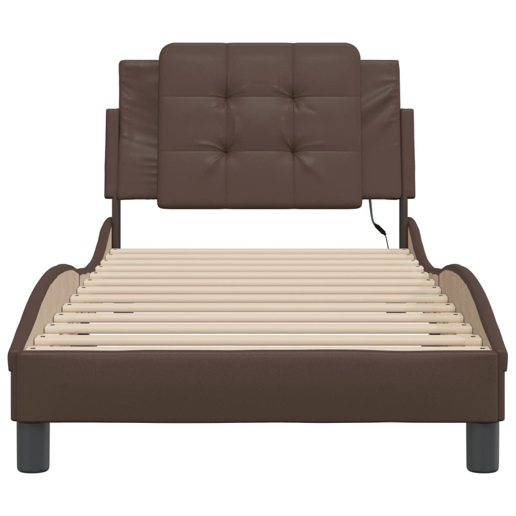 Giroletto con LED senza Materasso-Struttura Letto con LED Zadar Marrone 80x200 cm