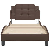Giroletto con LED senza Materasso-Struttura Letto con LED Zadar Marrone 80x200 cm
