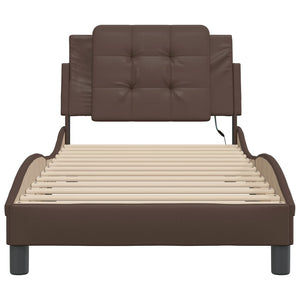 Giroletto con LED senza Materasso-Struttura Letto con LED Zadar Marrone 80x200 cm
