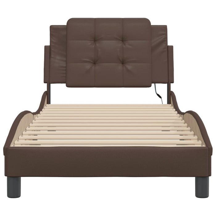 Giroletto con LED senza Materasso-Struttura Letto con LED Zadar Marrone 80x200 cm