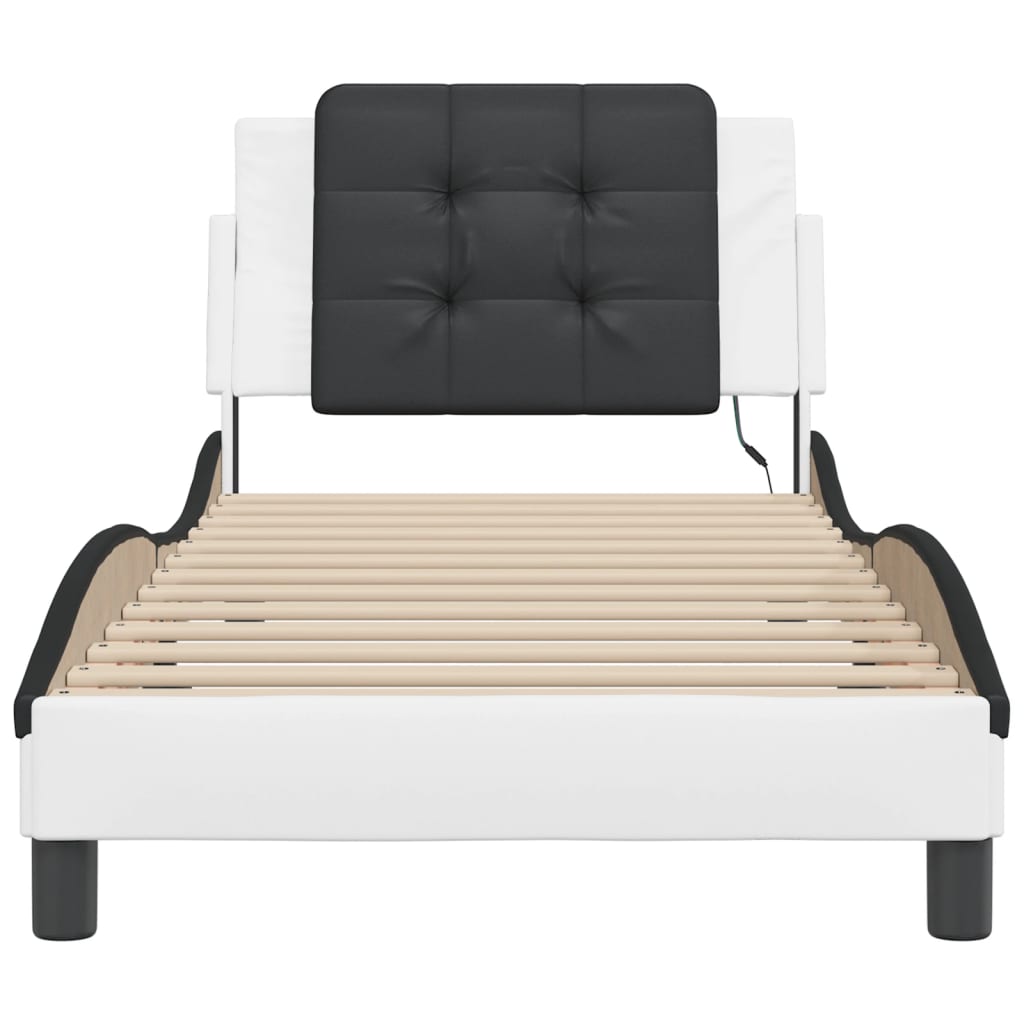 Giroletto con LED senza Materasso-Struttura Letto Zadar Bianco e Nero 100x200 cm