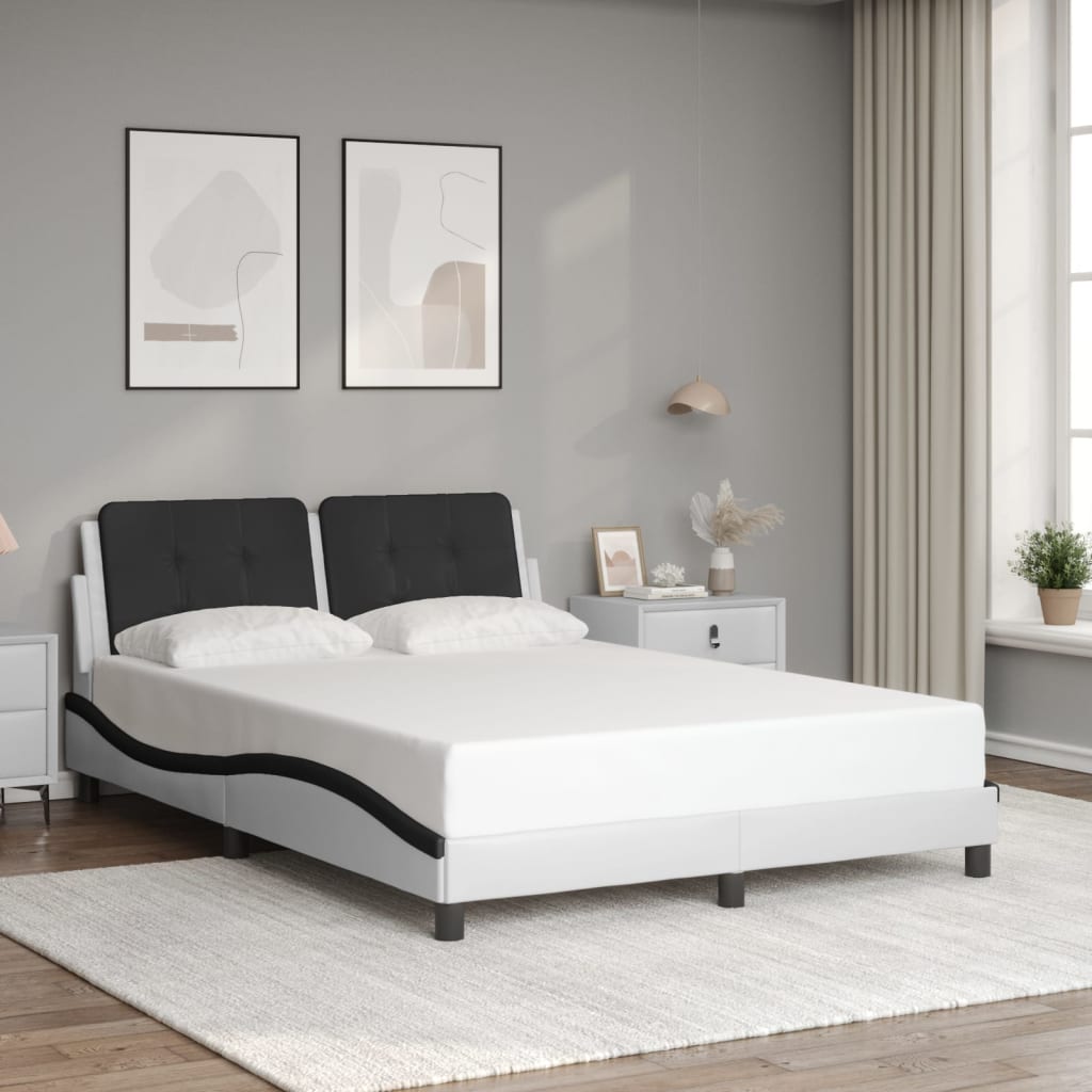 Giroletto con LED senza Materasso-Struttura Letto Zadar Bianco e Nero 140x190 cm