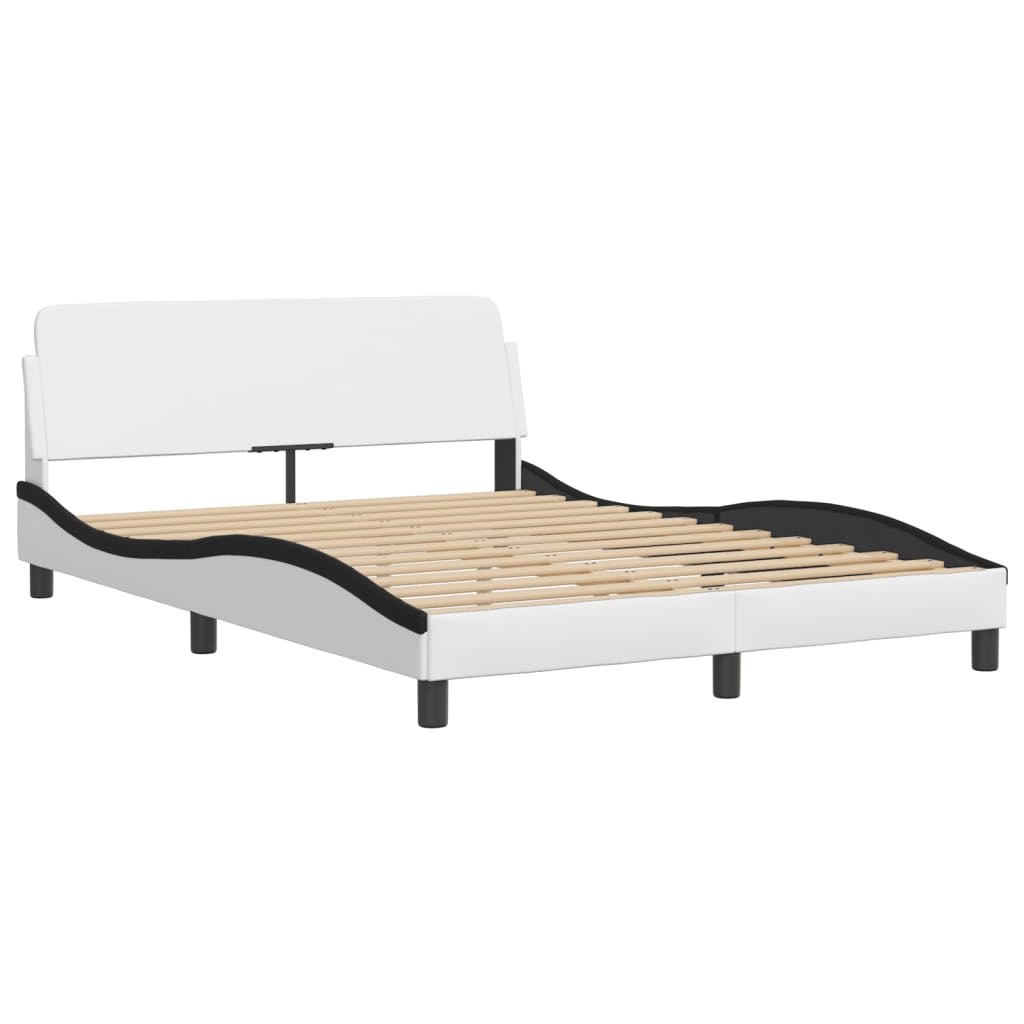 Giroletto con LED senza Materasso-Struttura Letto Zadar Bianco e Nero 140x190 cm