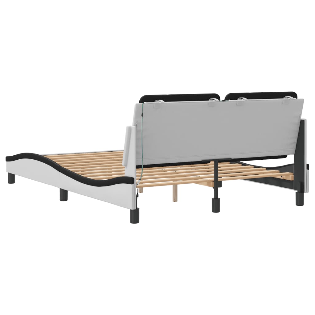 Giroletto con LED senza Materasso-Struttura Letto Zadar Bianco e Nero 140x190 cm