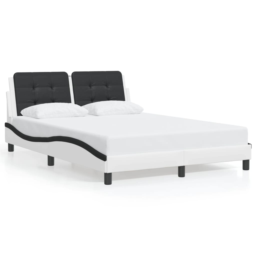 Giroletto con LED senza Materasso-Struttura Letto Zadar Bianco e Nero 140x190 cm