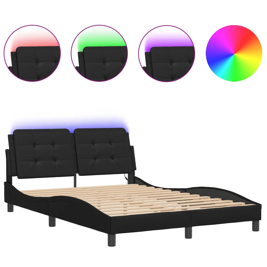 Giroletto con LED senza Materasso-Struttura Letto Zadar Nero 140x200 cm