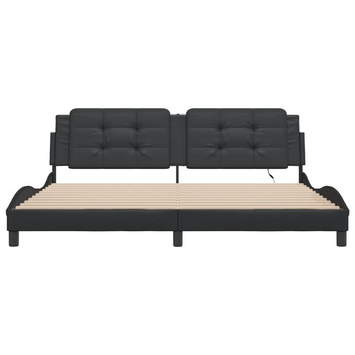 Giroletto con LED senza Materasso-Struttura Letto con LED Zadar Nero 200x200 cm