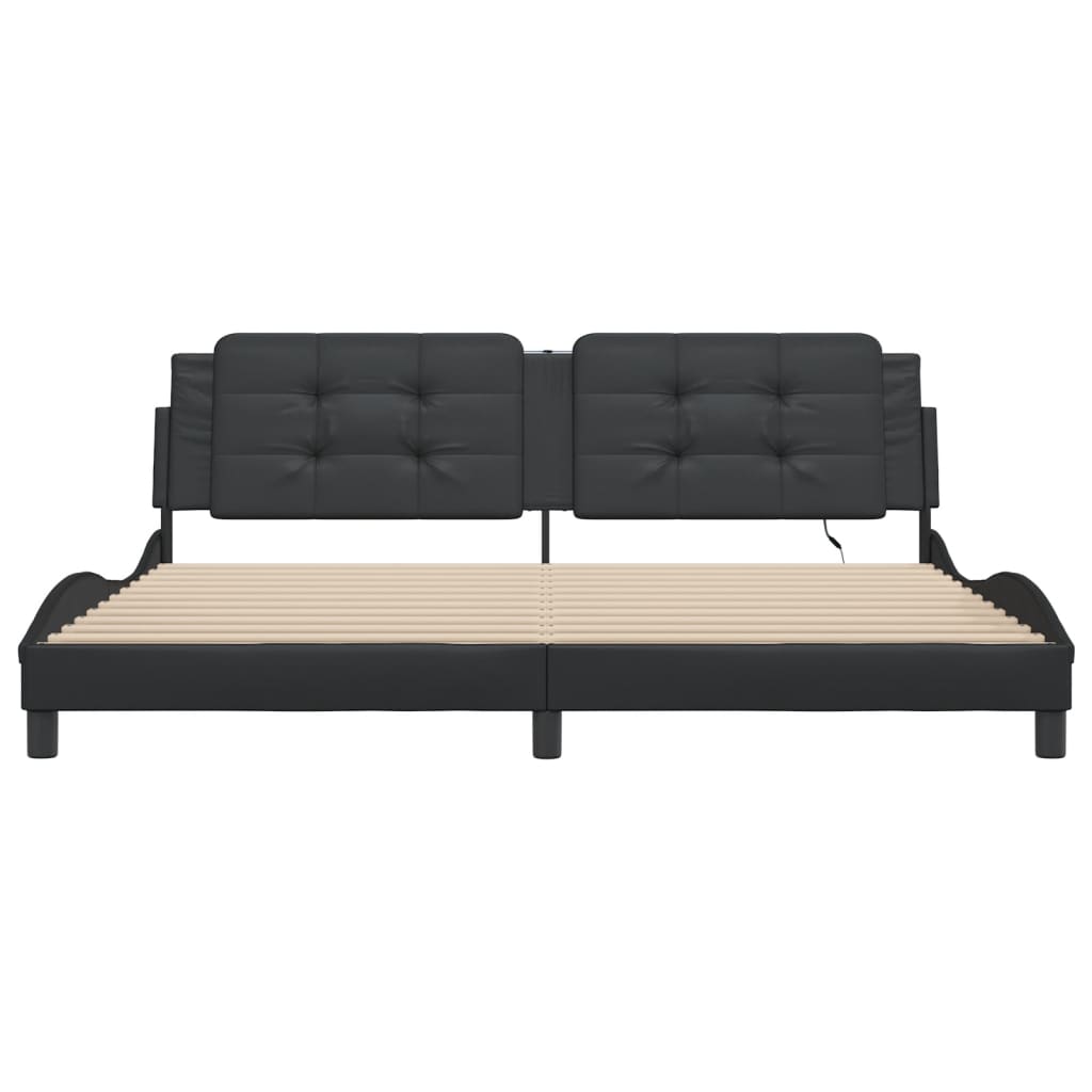 vidaXL Giroletto con Luci LED Nero 200x200 cm in Similpelle