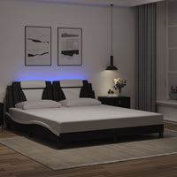 Giroletto Viana con LED senza Materasso Nero e Bianco 180x200 cm 3214199