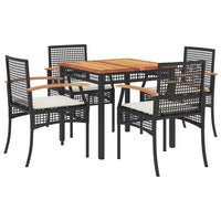 Set da Pranzo da Giardino 5 pz Nero con Cuscini in Polyrattan 3213561
