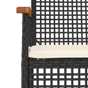 Set da Pranzo da Giardino 5 pz Nero con Cuscini in Polyrattan 3213561