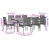 Set da Pranzo da Giardino 9 pz con Cuscini in Polyrattan Grigio 3213574
