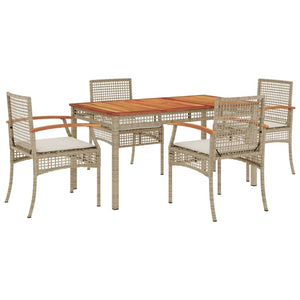 Set da Pranzo da Giardino 5 pz con Cuscini Beige in Polyrattan 3213580