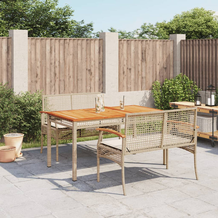 Set da Pranzo da Giardino 3 pz con Cuscini Beige in Polyrattan 3213584