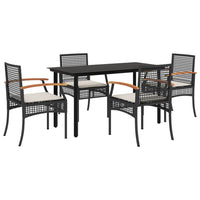 Set da Pranzo da Giardino 5 pz Nero con Cuscini in Polyrattan 3213605