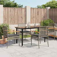 Set da Pranzo da Giardino 5 pz con Cuscini in Polyrattan Grigiocod mxl 113368