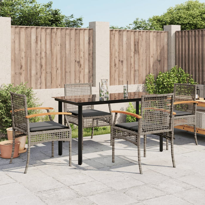Set da Pranzo da Giardino 5 pz con Cuscini in Polyrattan Grigiocod mxl 113368
