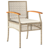 Set da Pranzo da Giardino 7 pz con Cuscini Beige in Polyrattan