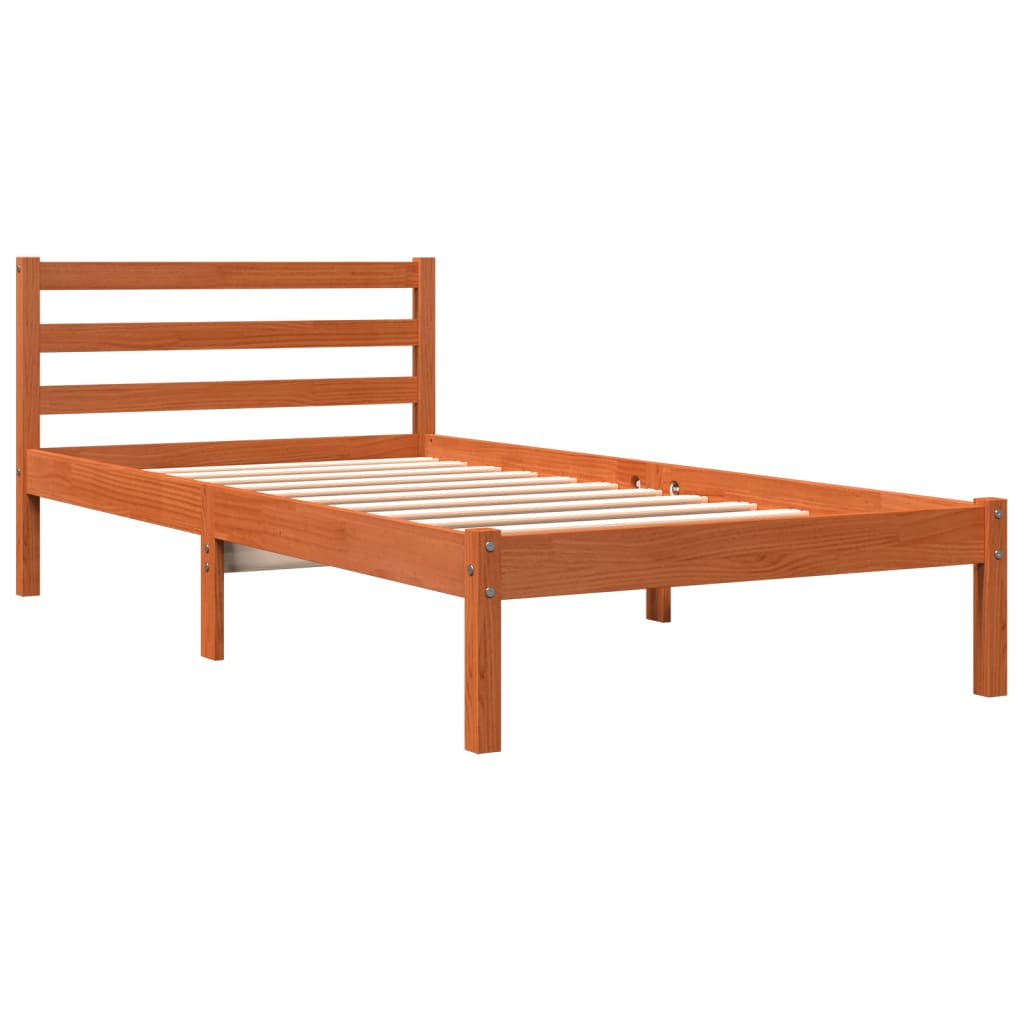 Letto senza Materasso Marrone Cera 75x190 cm in Legno di Pino 844137