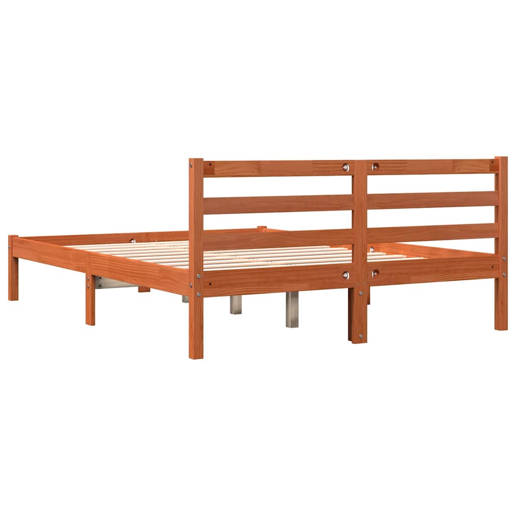 Letto senza Materasso Marrone Cera 140x190 cm in Legno di Pino 844141