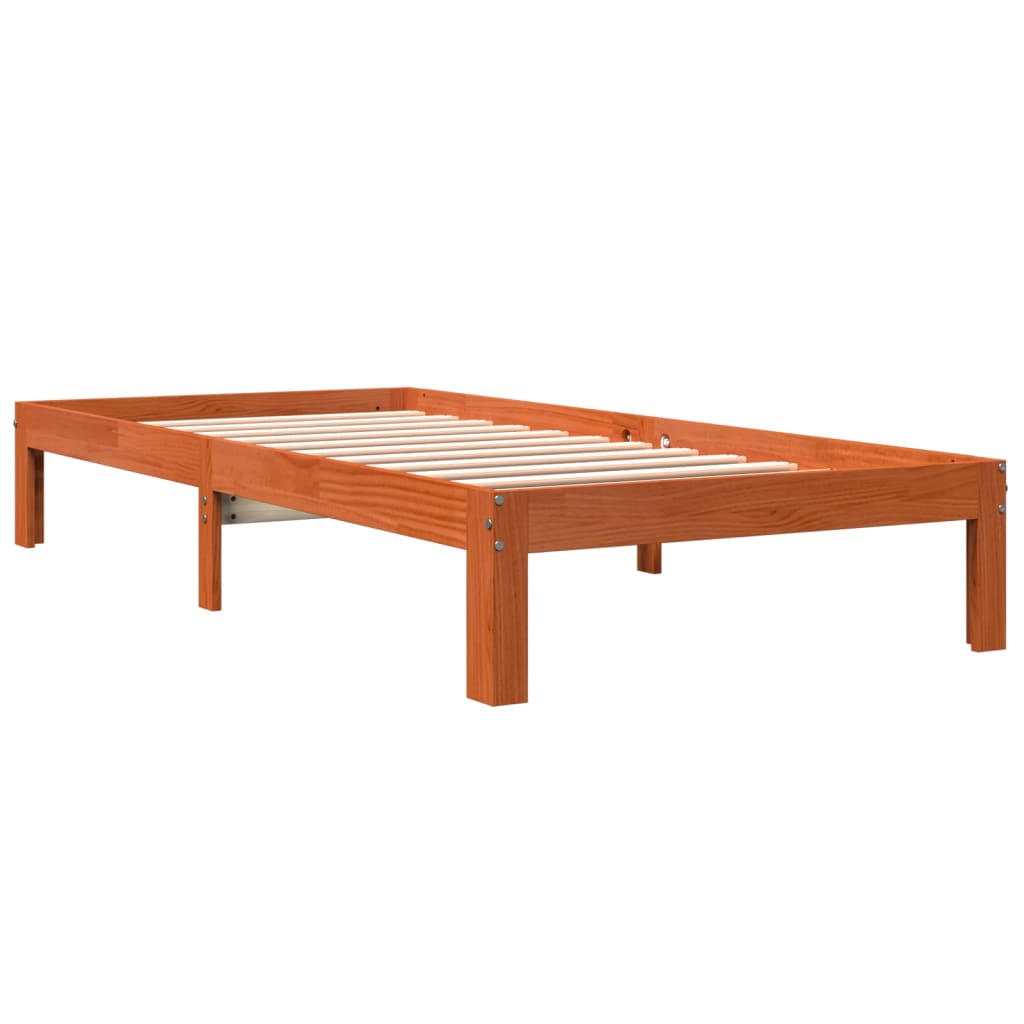Letto senza Materasso Marrone Cera 90x190 cm in Legno di Pino 844164