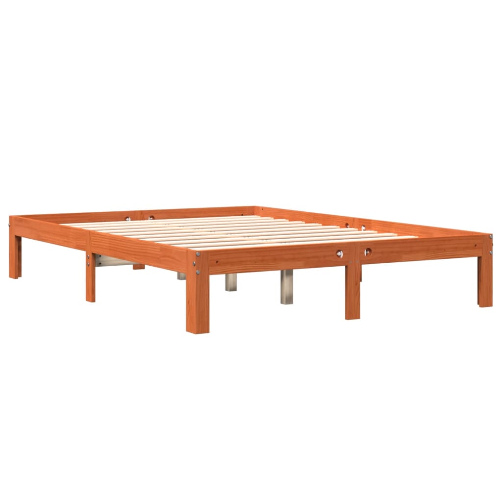 Letto senza Materasso Marrone Cera 135x190 cm in Legno di Pino 844166