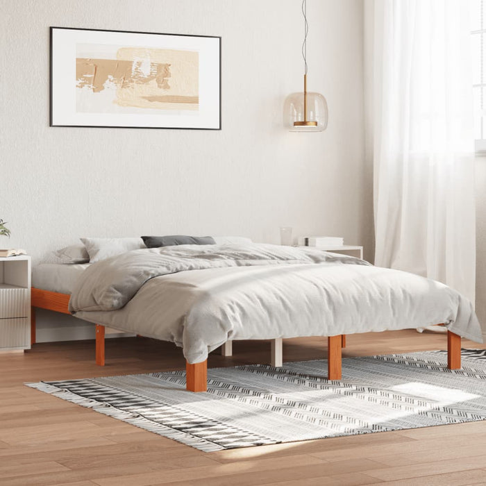 Letto senza Materasso Marrone Cera 135x190 cm in Legno di Pino 844166