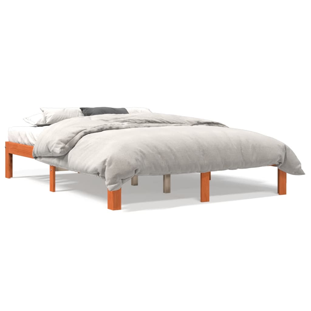 Letto senza Materasso Marrone Cera 140x190 cm in Legno di Pino 844167