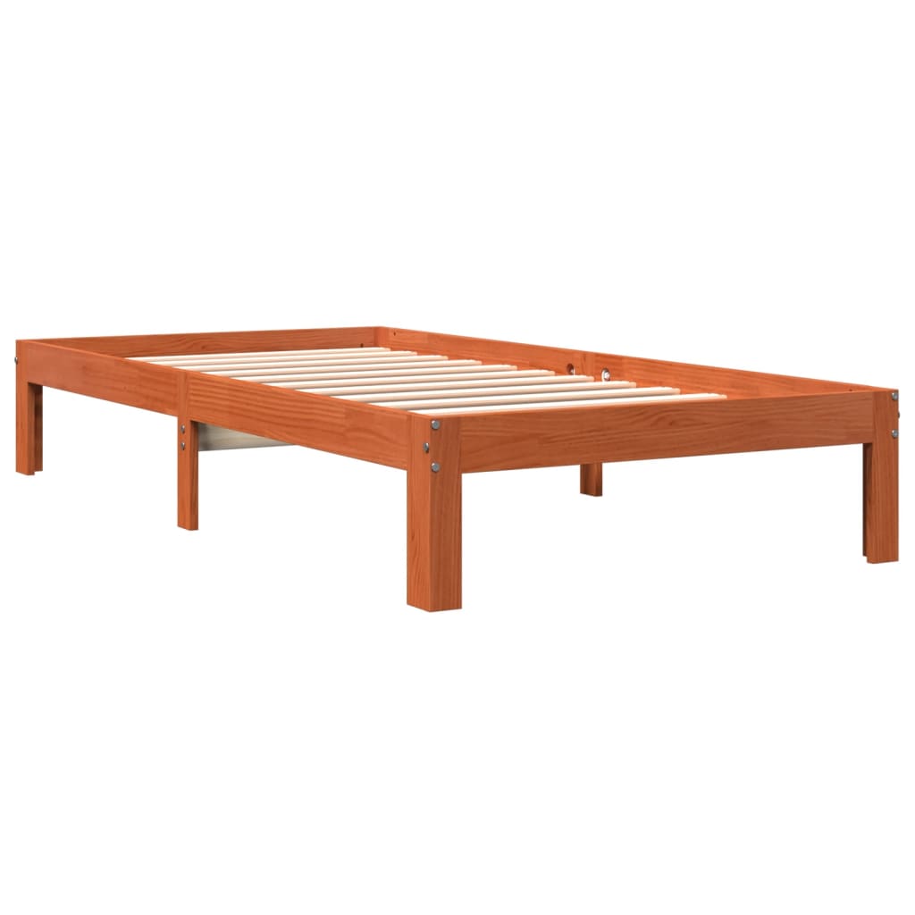 Letto senza Materasso Marrone Cera 90x200 cm Legno di Pino 844168