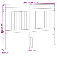 Testiera Marrone Cera 135 cm in Legno Massello di Pino 844180