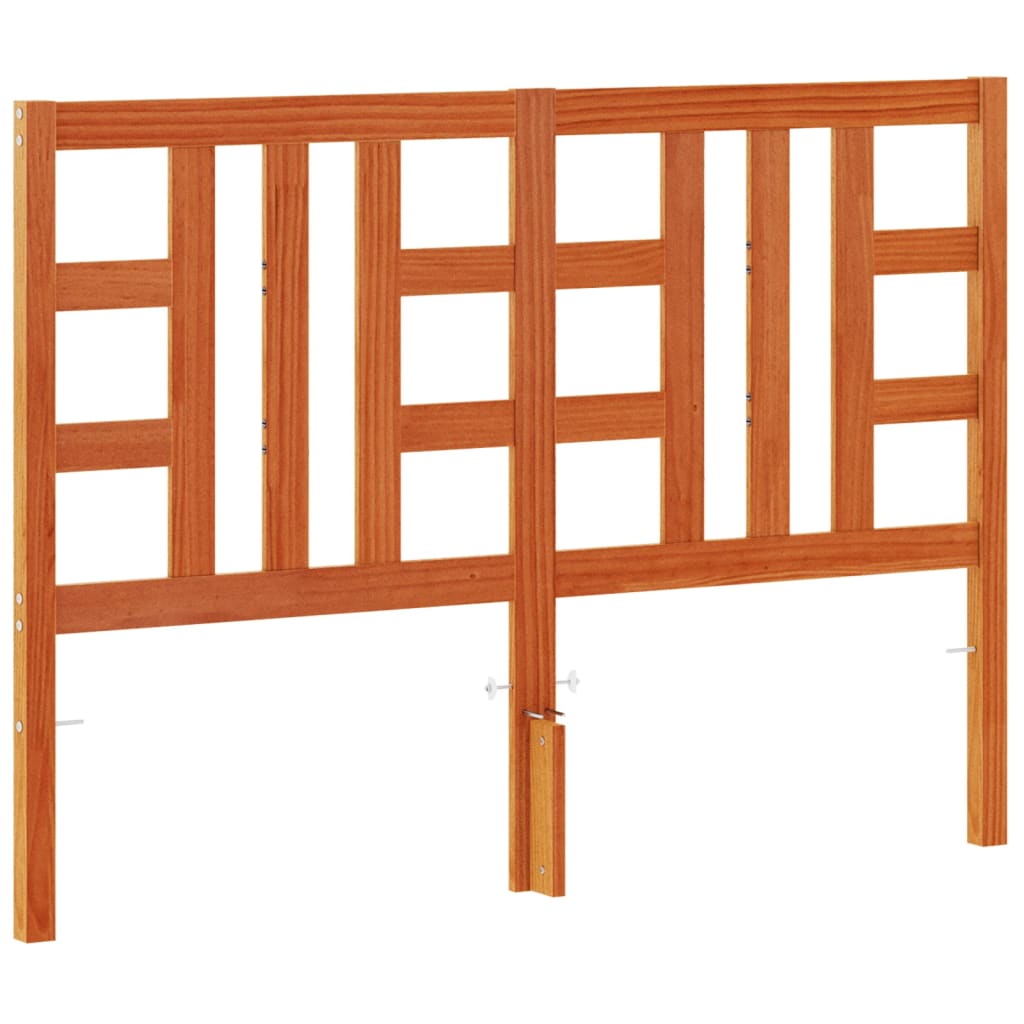 Testiera Marrone Cera 135 cm in Legno Massello di Pino 844190