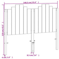 Testiera Marrone Cera 135 cm in Legno Massello di Pino 844283