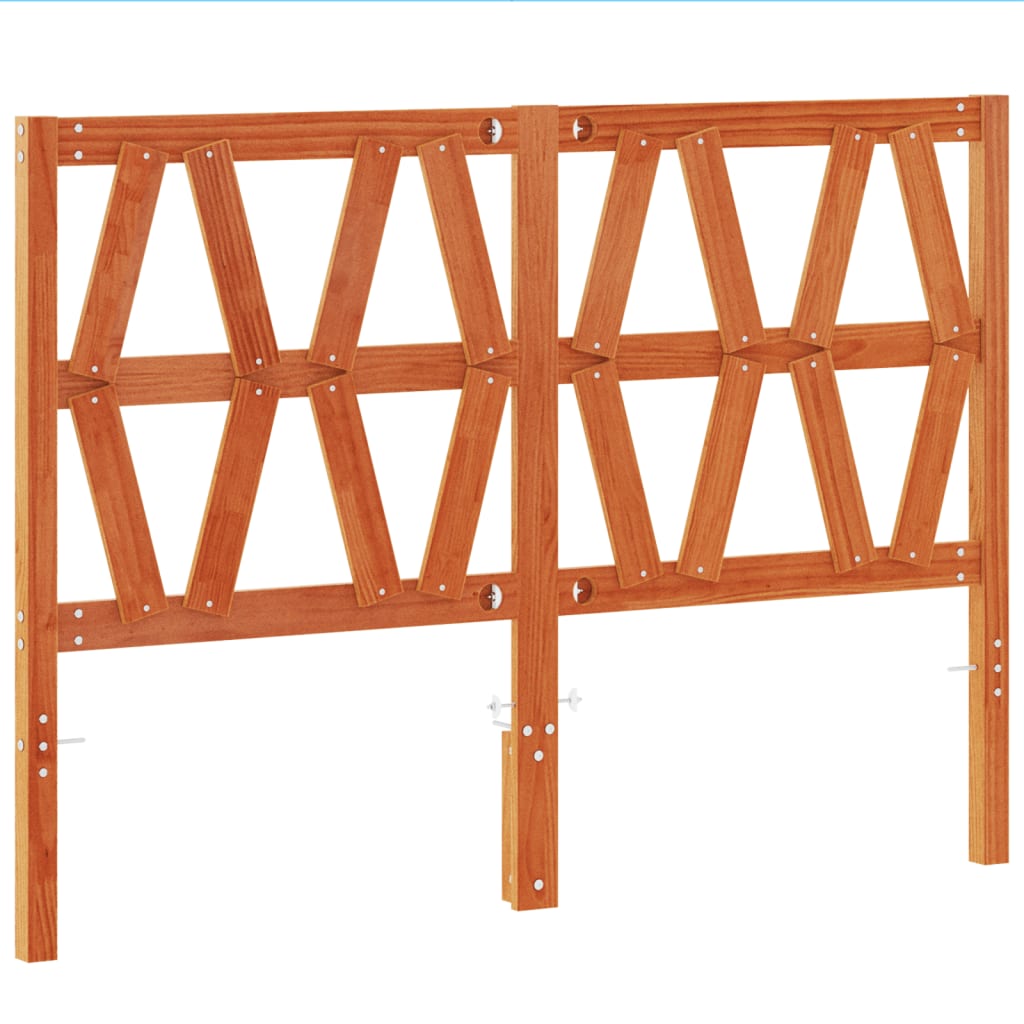 Testiera Marrone Cera 135 cm in Legno Massello di Pino 844303