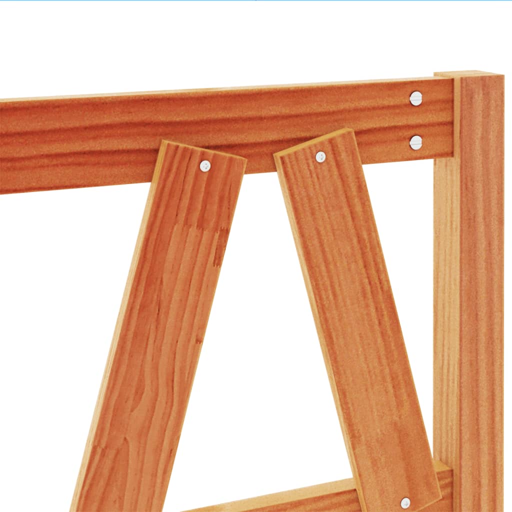 Testiera Marrone Cera 135 cm in Legno Massello di Pino 844303